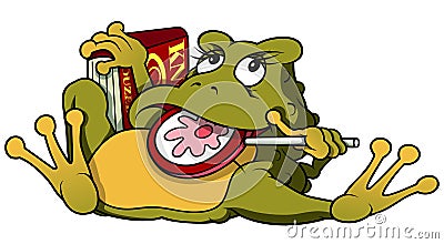 Frog With Lollypop Vector Illustration