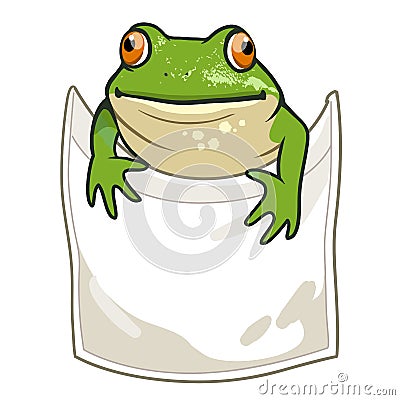 Frog looking out of t-shirt pocket funny humorous vector cartoon Cartoon Illustration