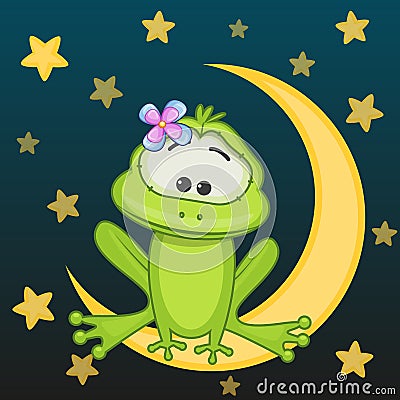 Frog on the moon Vector Illustration