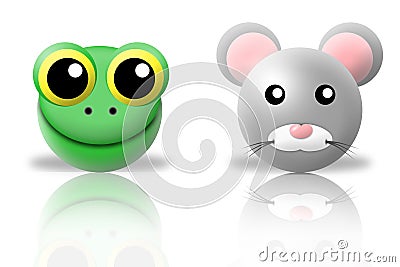 Frog and mouse animals icons Stock Photo