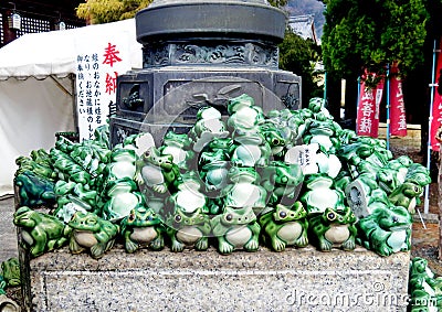 Frog omamori, Kinomotojizo-in temple, Nagahama, Japan Editorial Stock Photo