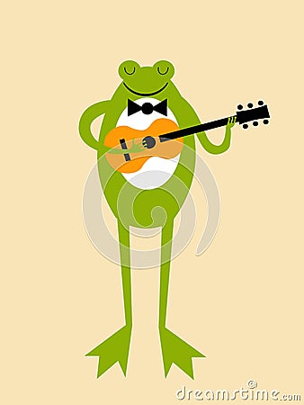 Frog playing the guitar Stock Photo