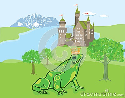 The Frog Prince fairy tale story Vector Illustration