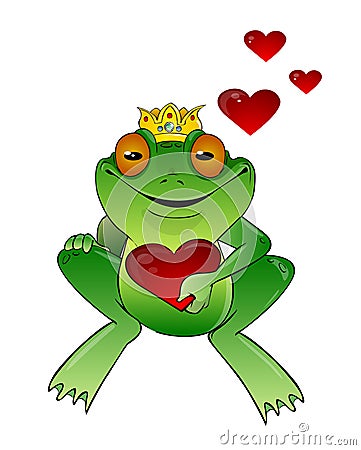 Frog prince with heart Stock Photo