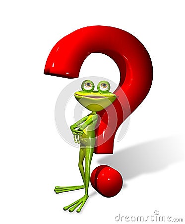 Frog with a question mark Cartoon Illustration