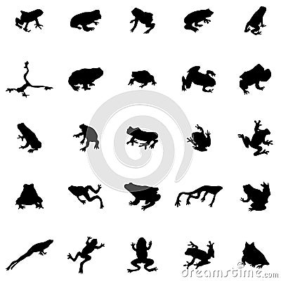 Frog silhouettes set Vector Illustration