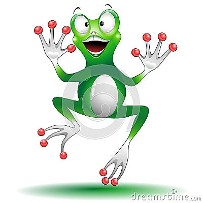 Frog Smiling Happy and Jumping Vector Illustration