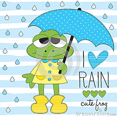 Frog with umbrella vector illustration Vector Illustration