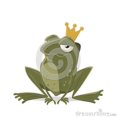 Funny cartoon illustration of an ugly frog with a crown Vector Illustration