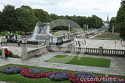 Frogner Park Fountain and Landscape, Oslo, Norway Editorial Stock Photo