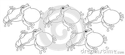 Frogs only two are identical, colouring book page Stock Photo