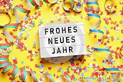 Frohes neues Jahr means happy new year in German Stock Photo