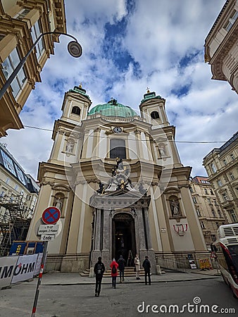 Fron facade of the Peterskirche Editorial Stock Photo