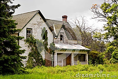 Front of Abandonded Lock Master's House Stock Photo