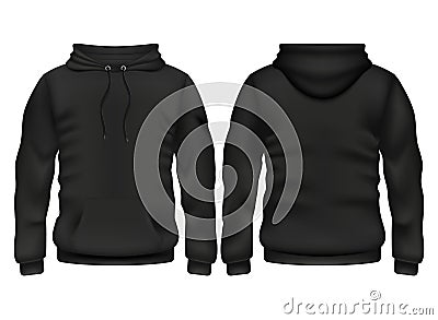 Front and back black hoodie vector template Vector Illustration