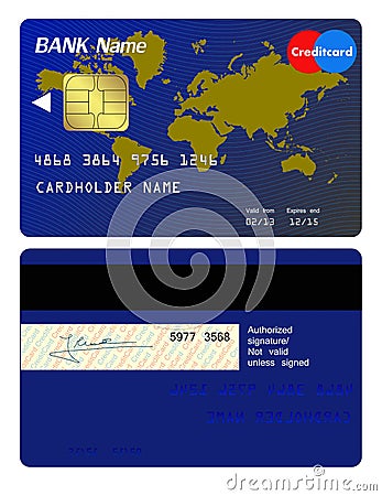 Front and back of credit card Vector Illustration