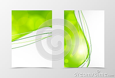 Front and back dynamic wave flyer template design Vector Illustration