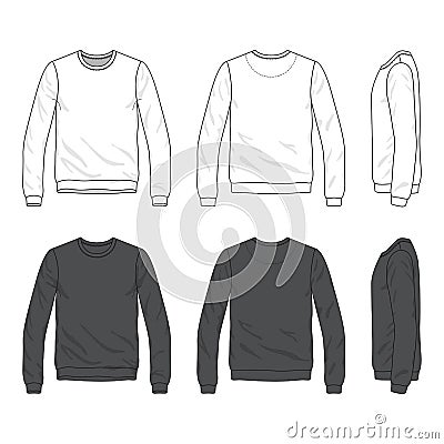 Front, back and side views of blank sweatshirt Vector Illustration