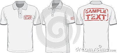 Front, back and side views of polo-shirt. Vector Vector Illustration