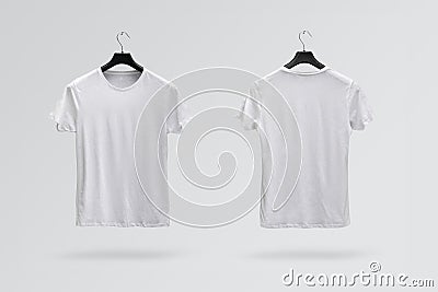 Front and back sides of male white cotton t-shirt Stock Photo