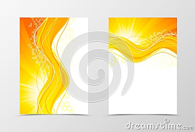 Front and back technologic wave flyer template design Vector Illustration