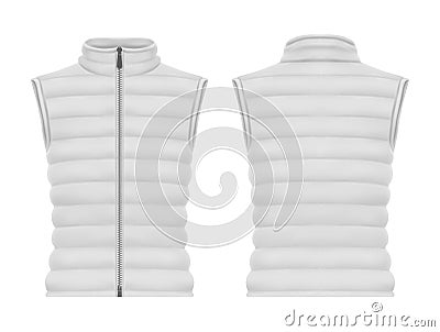 Front and back of vest jacket or sleeveless puffer Vector Illustration