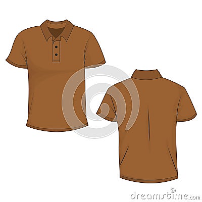 Front and back view of brown polo t-shirt Vector Illustration