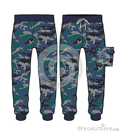 Sport pants with camouflage fabric design Vector Illustration