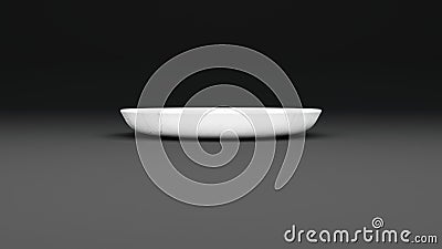 Front Below View Medium 3D Illustration White Marble Plate on a Black Background Isolated Stock Photo