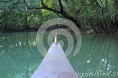 Front of Boat in Bohol River Stock Photo