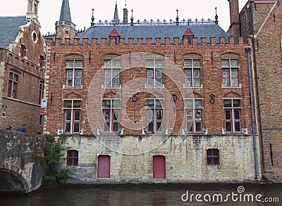 Front building - blind donkey street - Bruges - Belgium Editorial Stock Photo