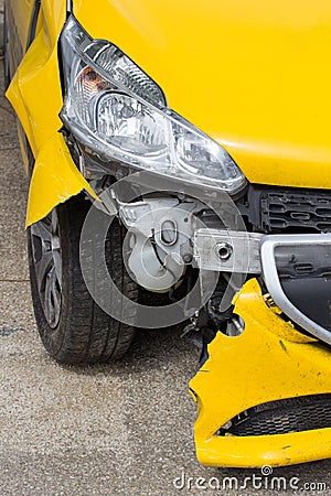 Front Car Damage After Accident Stock Photo