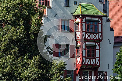 Front Cottage House Wooden Frame in Ulm Germany Stock Photo