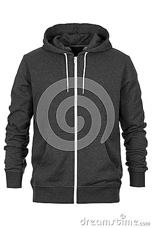 Front of dark grey sweatshirt with hood Stock Photo