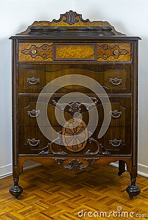 Front detailed dresser for men antique piece of furniture Stock Photo