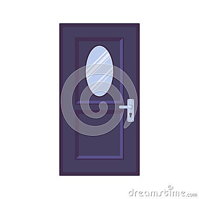 Front door with glass flat icon Vector Illustration