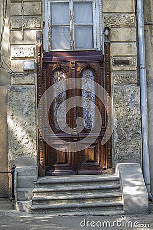 Beautiful wooden carved doors. Antique doors Stock Photo