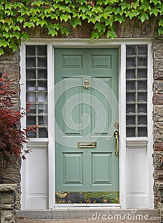 Front door with ivy Stock Photo