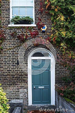 Front door in typical british style in London, UK Stock Photo