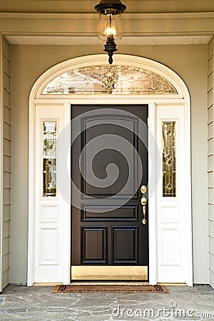 Front Door of Upscale Home Stock Photo