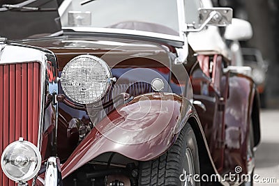 Front end close up view of shiny luxury classic car Editorial Stock Photo