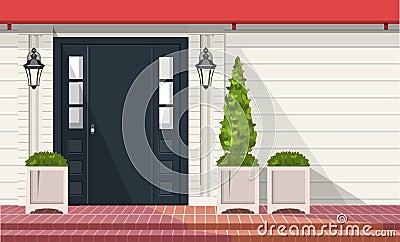 Front Entrance Doors Vector Illustration