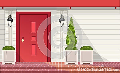 Front Entrance Doors Vector Illustration