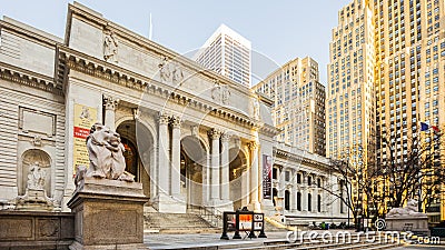 Front entrance New York Public Library Editorial Stock Photo