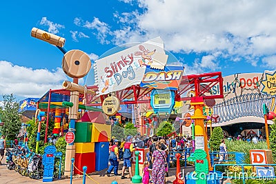 Front entrance to Slinky Dog Dash ride Editorial Stock Photo