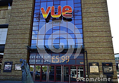 The Front Entrance to a Vue Cinema in Staines UK Editorial Stock Photo