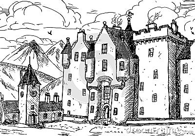Front facade of Blair Atholl Castle in Scotland Stock Photo