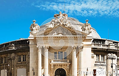 The Front facade of Bourse de Commerce Commodities Exchange of Paris. Stock Photo