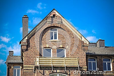 Front facade of a classical brick building Stock Photo