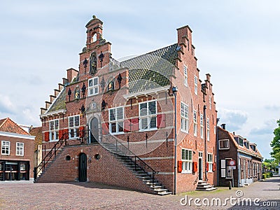 Front facade of old town hall of Oud-Beijerland, Netherlands Editorial Stock Photo